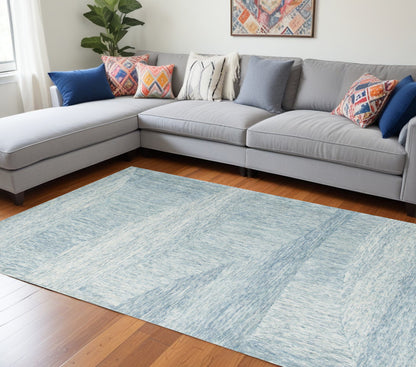 5' X 7' Blue Wool Abstract Hand Tufted Area Rug