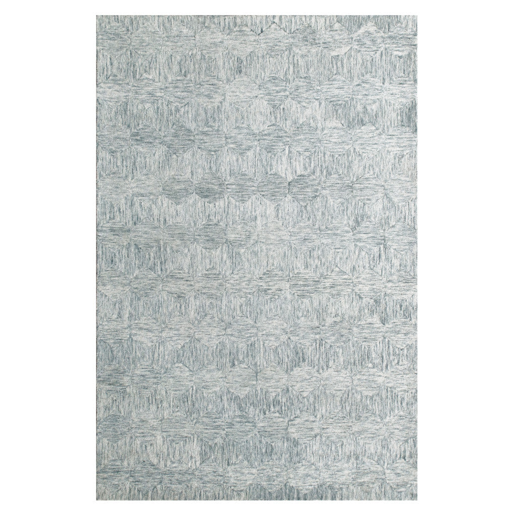 5' X 7' Silver Wool Geometric Hand Tufted Area Rug