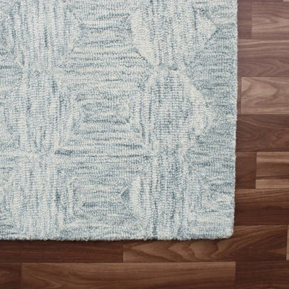 5' X 7' Silver Wool Geometric Hand Tufted Area Rug