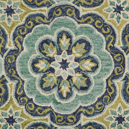 5' X 7' Green Wool Floral Hand Tufted Area Rug