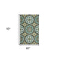 5' X 7' Green Wool Floral Hand Tufted Area Rug