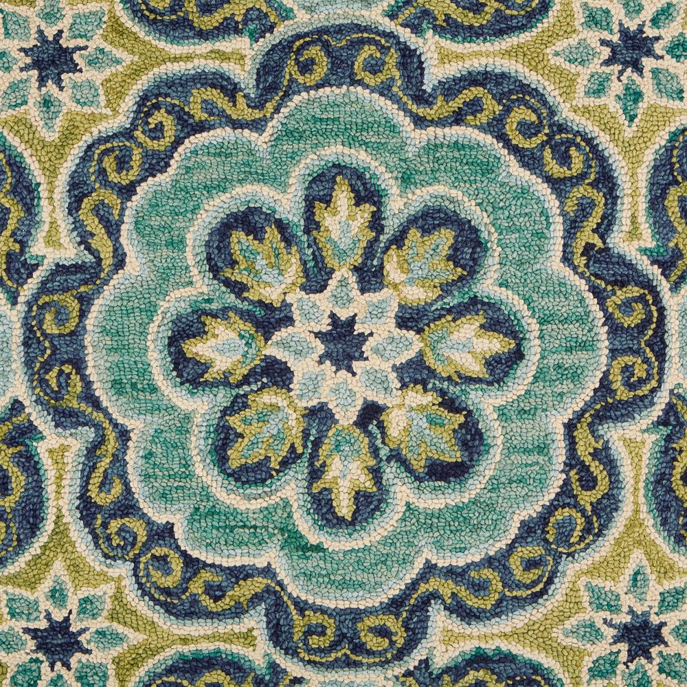 5' X 7' Green Wool Floral Hand Tufted Area Rug
