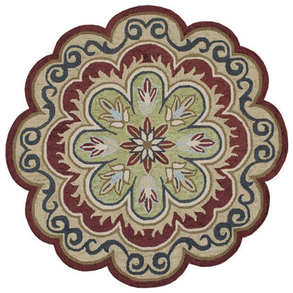 5' X 7' Green Wool Floral Hand Tufted Area Rug