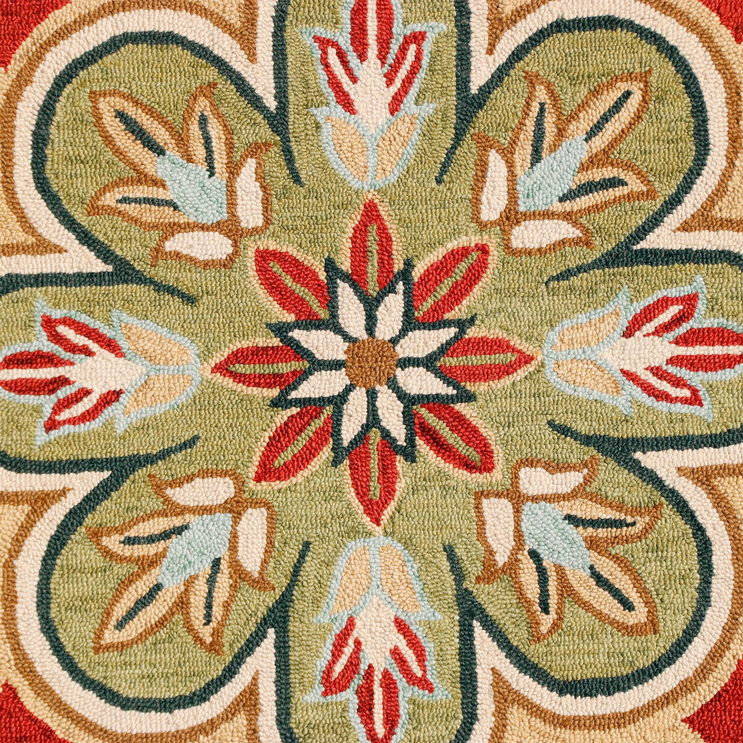 5' X 7' Green Wool Floral Hand Tufted Area Rug