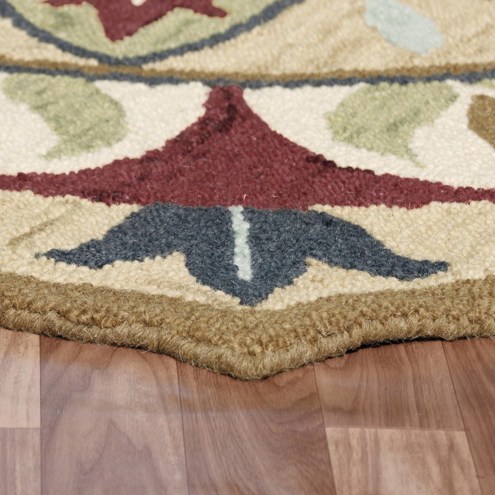 6' X 6' Red Round Wool Floral Hand Tufted Area Rug