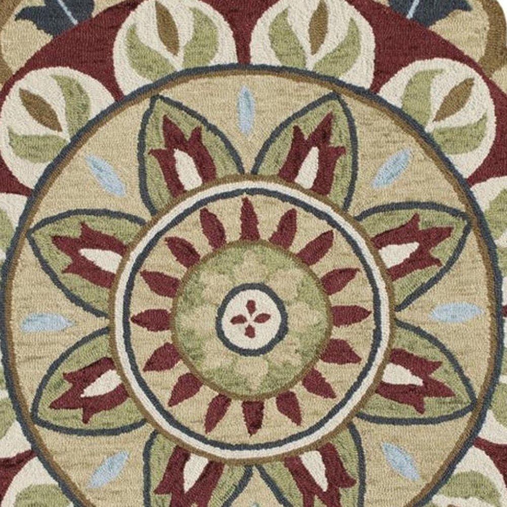 6' X 6' Red Round Wool Floral Hand Tufted Area Rug