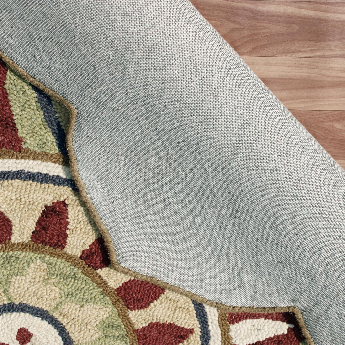 6' X 6' Red Round Wool Floral Hand Tufted Area Rug