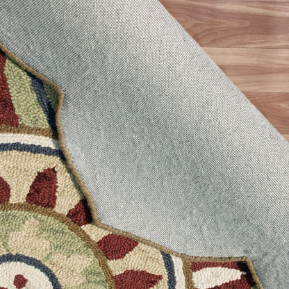 6' X 6' Red Round Wool Floral Hand Tufted Area Rug