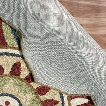 6' X 6' Red Round Wool Floral Hand Tufted Area Rug