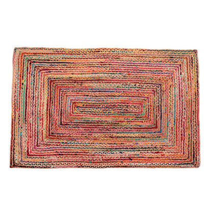 3' Tan Geometric Shag Hand Braided Round Rug