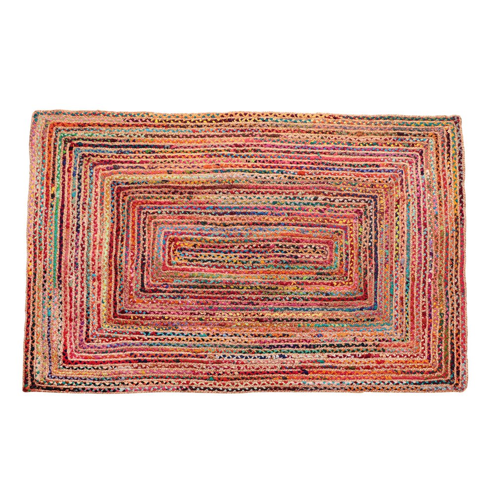 3' Tan Geometric Shag Hand Braided Round Rug