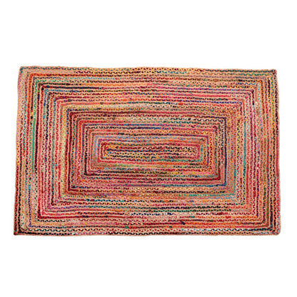 3' Tan Geometric Shag Hand Braided Round Rug