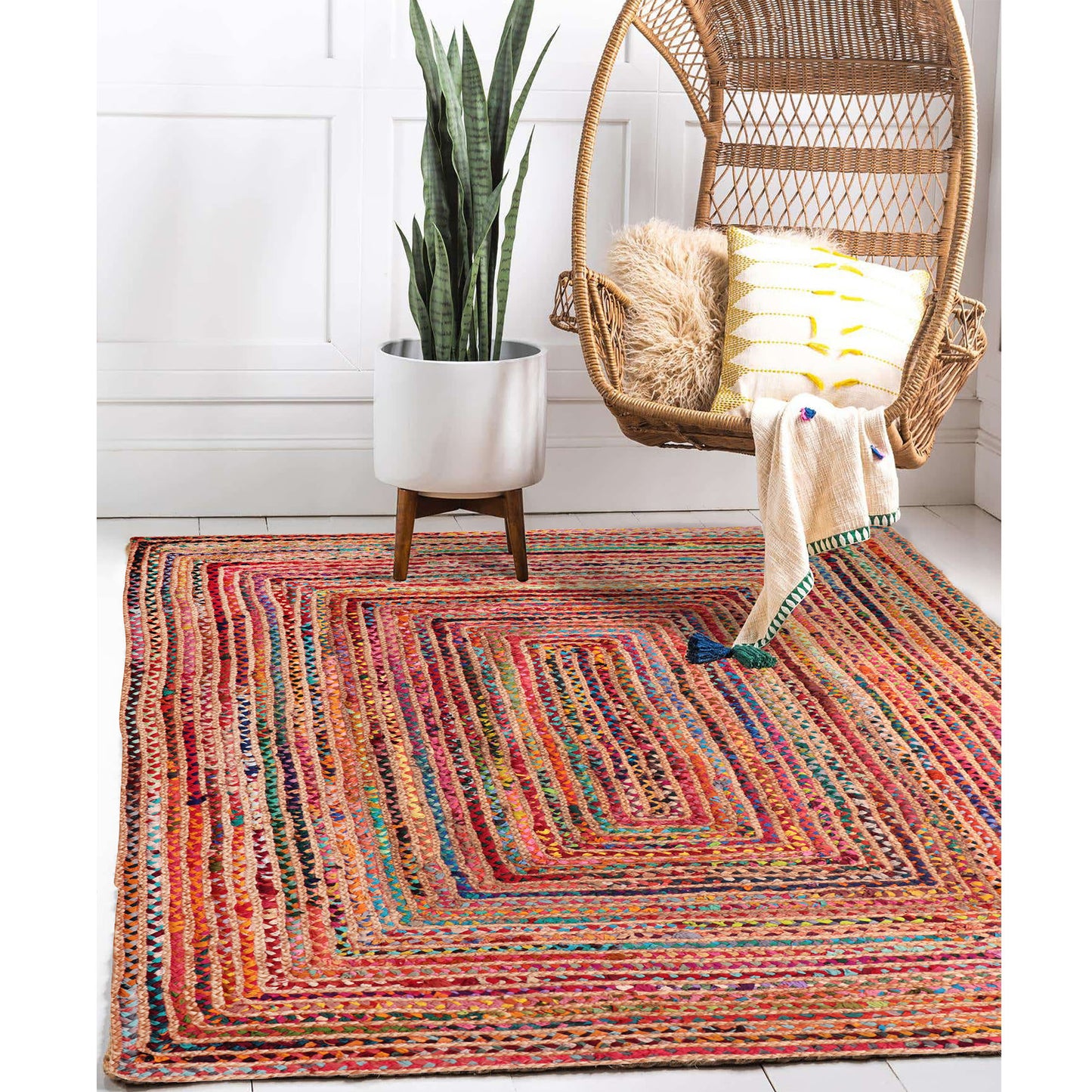 3' X 5' Tan Geometric Hand Braided Area Rug