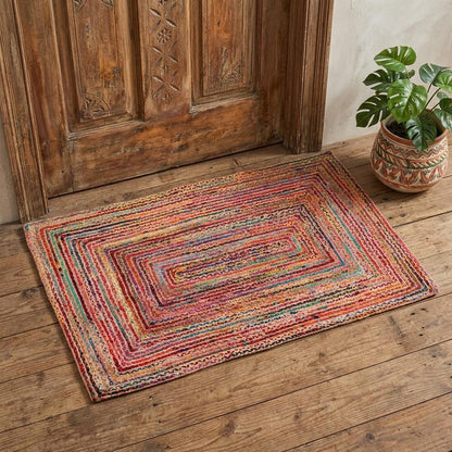 3' Tan Geometric Shag Hand Braided Round Rug