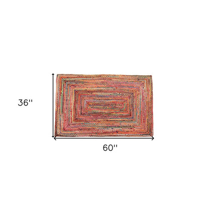 3' Tan Geometric Shag Hand Braided Round Rug