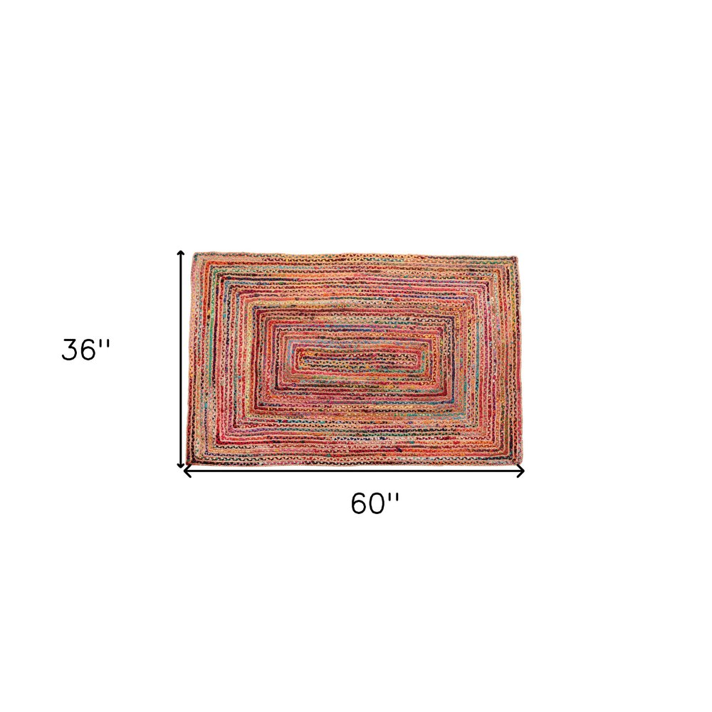 3' Tan Geometric Shag Hand Braided Round Rug