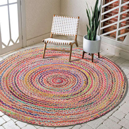 3' X 5' Tan Geometric Hand Braided Area Rug