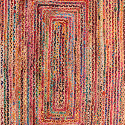5' X 5' Tan Round Geometric Hand Braided Area Rug