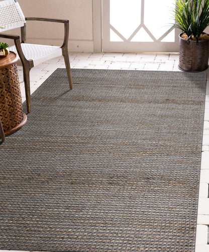 5' X 7' Gray Striped Hand Woven Area Rug