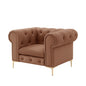 34" Black And Gold Faux Leather Tufted Chesterfield Chair