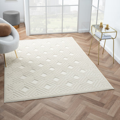 5' X 7' Ivory Geometric Area Rug