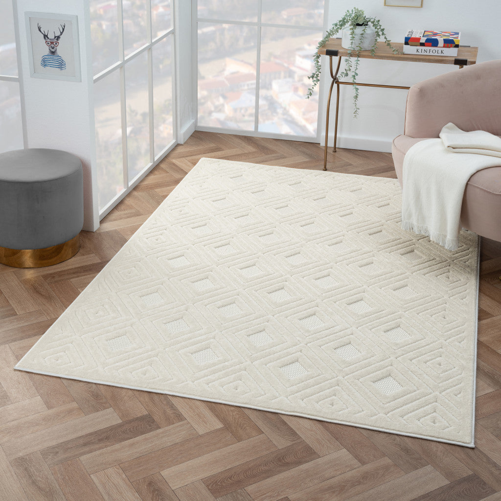 5' X 7' Ivory Geometric Area Rug