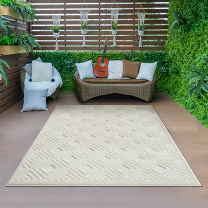 5' X 7' Ivory Geometric Area Rug