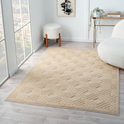 5' X 7' Ivory Geometric Area Rug