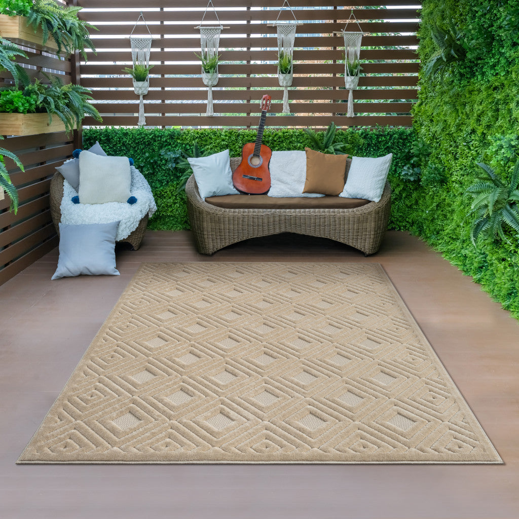 5' X 7' Ivory Geometric Area Rug