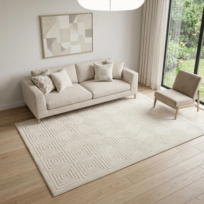 8' X 10' Beige Geometric Area Rug
