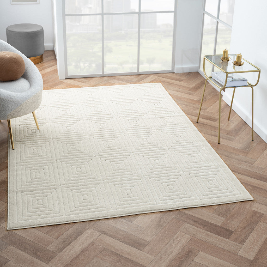 8' X 10' Ivory Geometric Area Rug