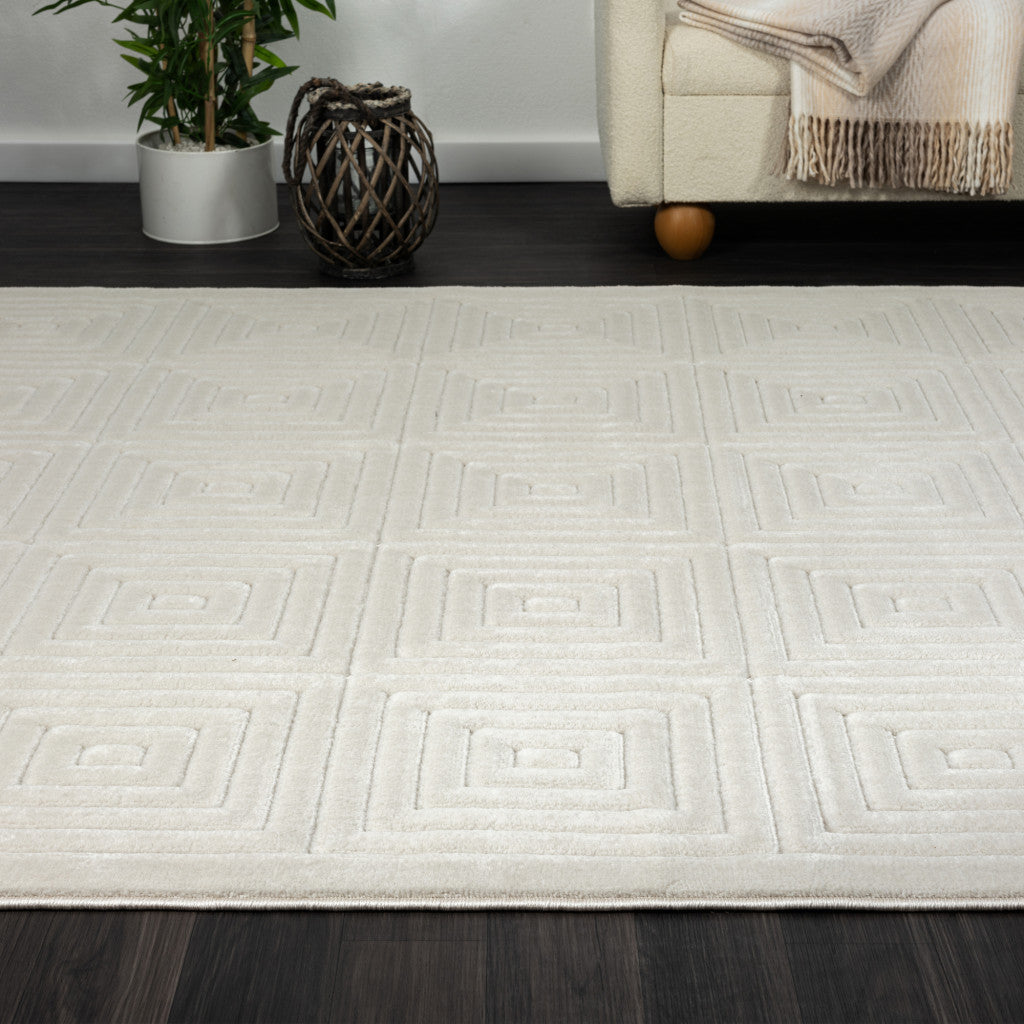 8' X 10' Ivory Geometric Area Rug