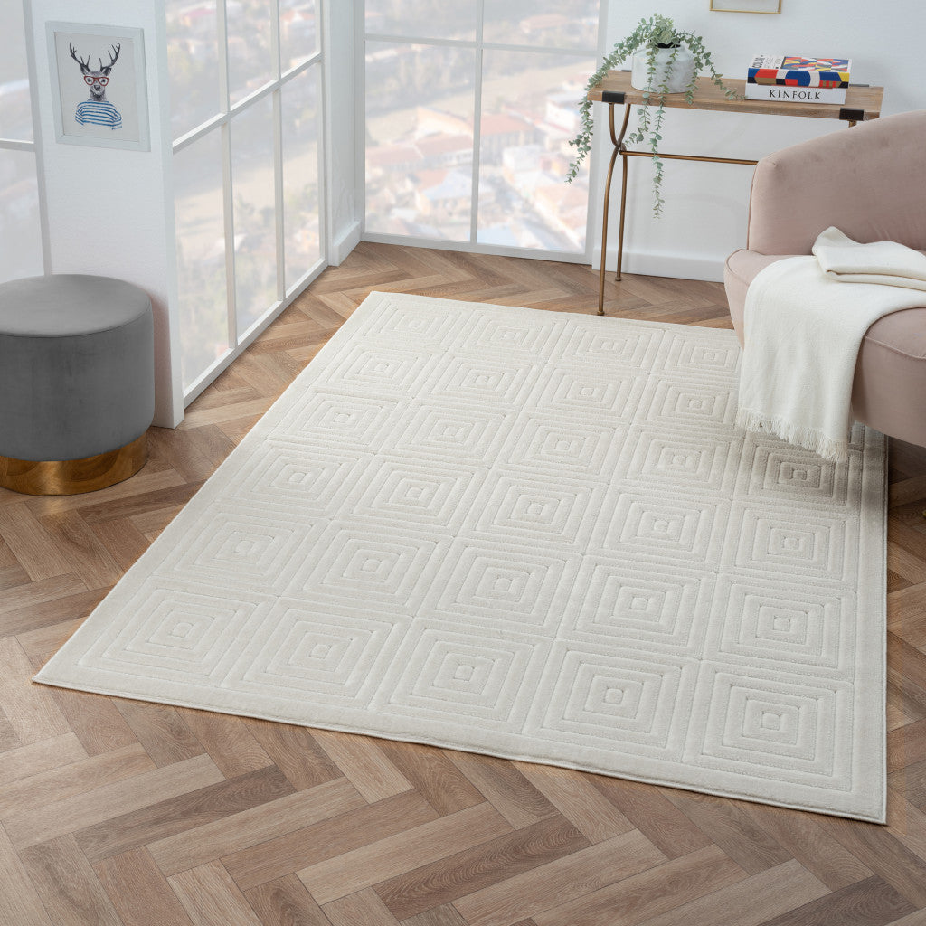 8' X 10' Ivory Geometric Area Rug