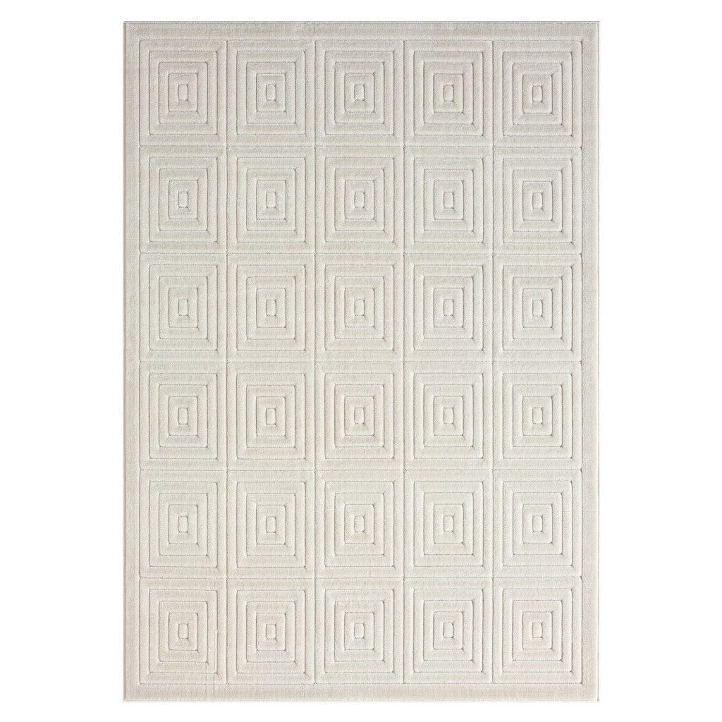 8' X 10' Ivory Geometric Area Rug