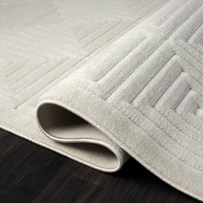 8' X 10' Beige Geometric Area Rug