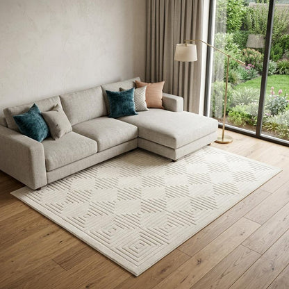 8' X 10' Beige Geometric Area Rug