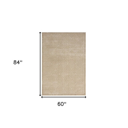 5' X 7' Ivory Geometric Area Rug
