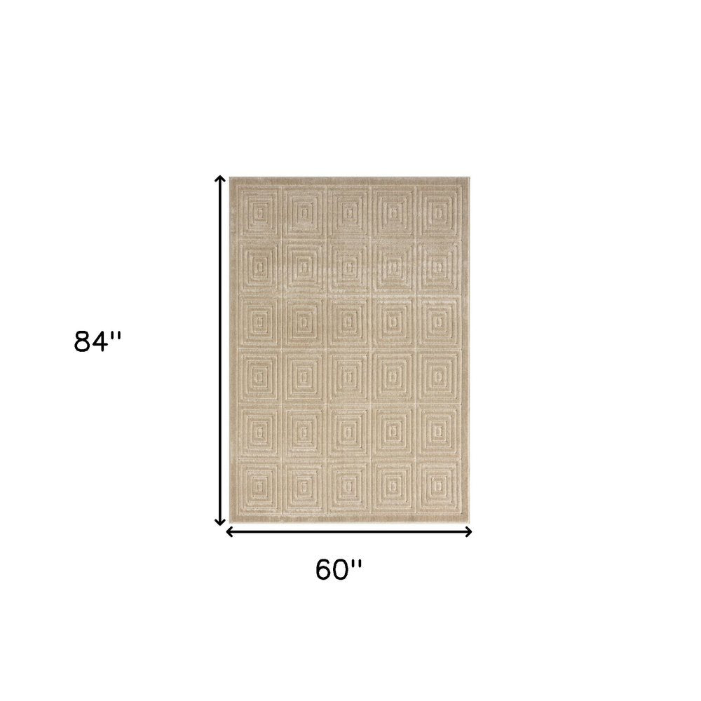 8' X 10' Beige Geometric Area Rug