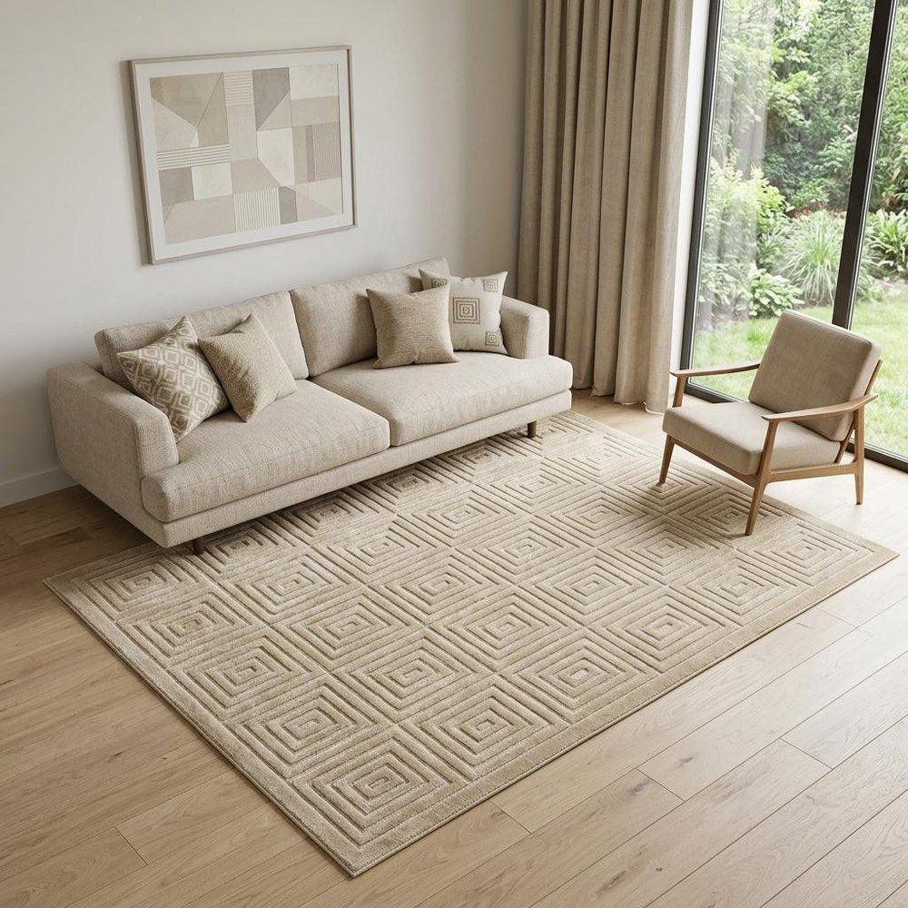8' X 10' Beige Geometric Area Rug