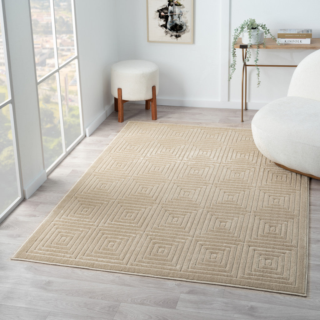 8' X 10' Ivory Geometric Area Rug