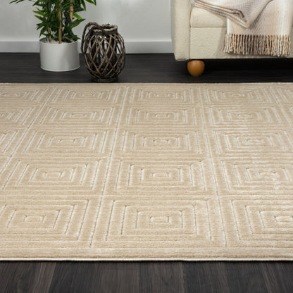 8' X 10' Ivory Geometric Area Rug