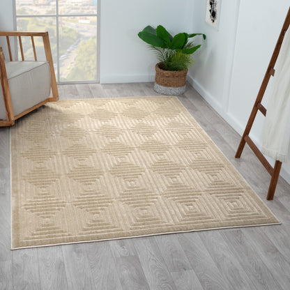 8' X 10' Ivory Geometric Area Rug