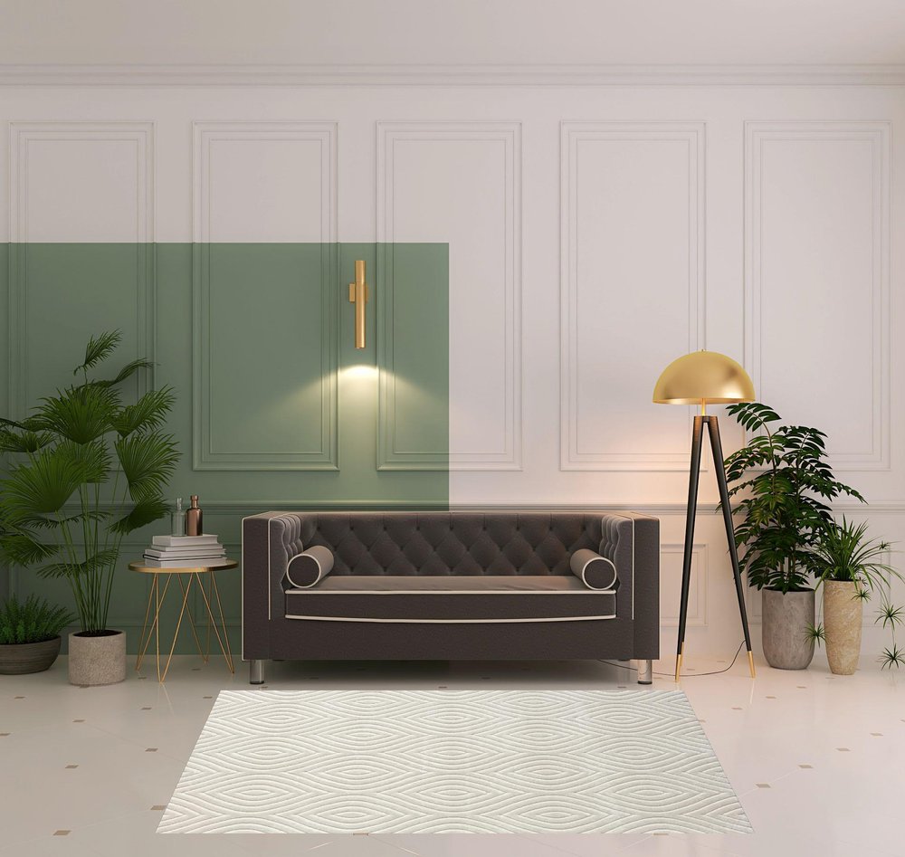 5' X 7' Ivory Trellis Area Rug