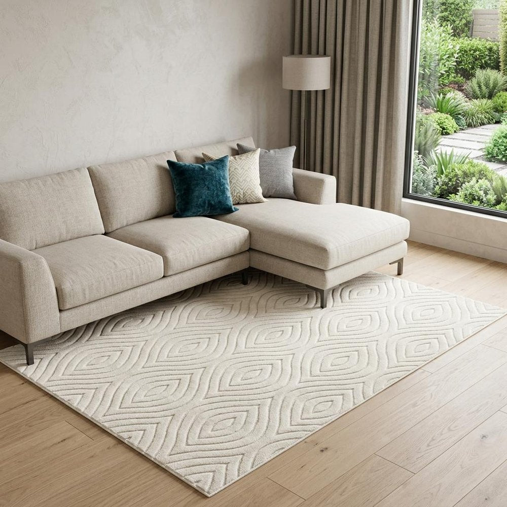 5' X 7' Ivory Trellis Area Rug