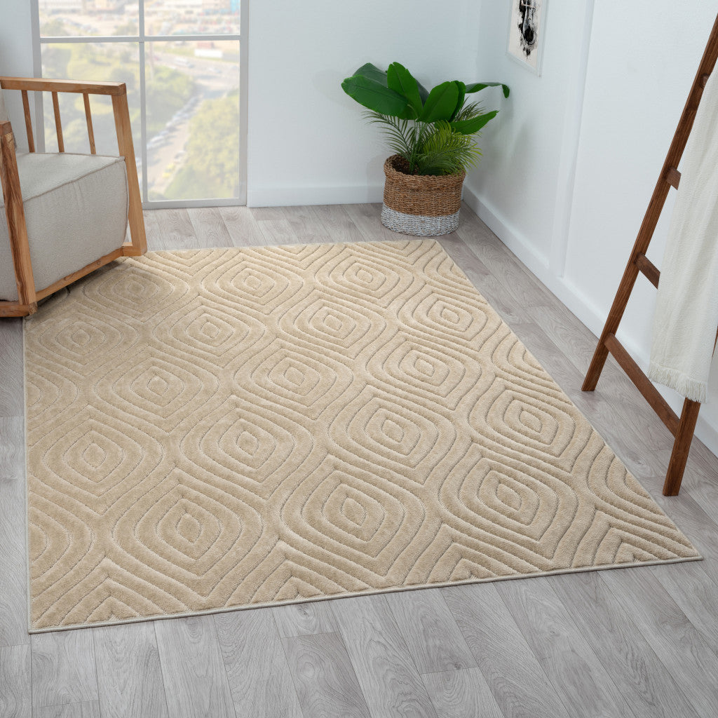 5' X 7' Ivory Trellis Area Rug