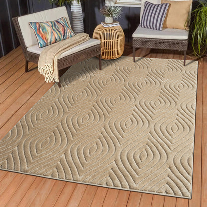 5' X 7' Ivory Trellis Area Rug