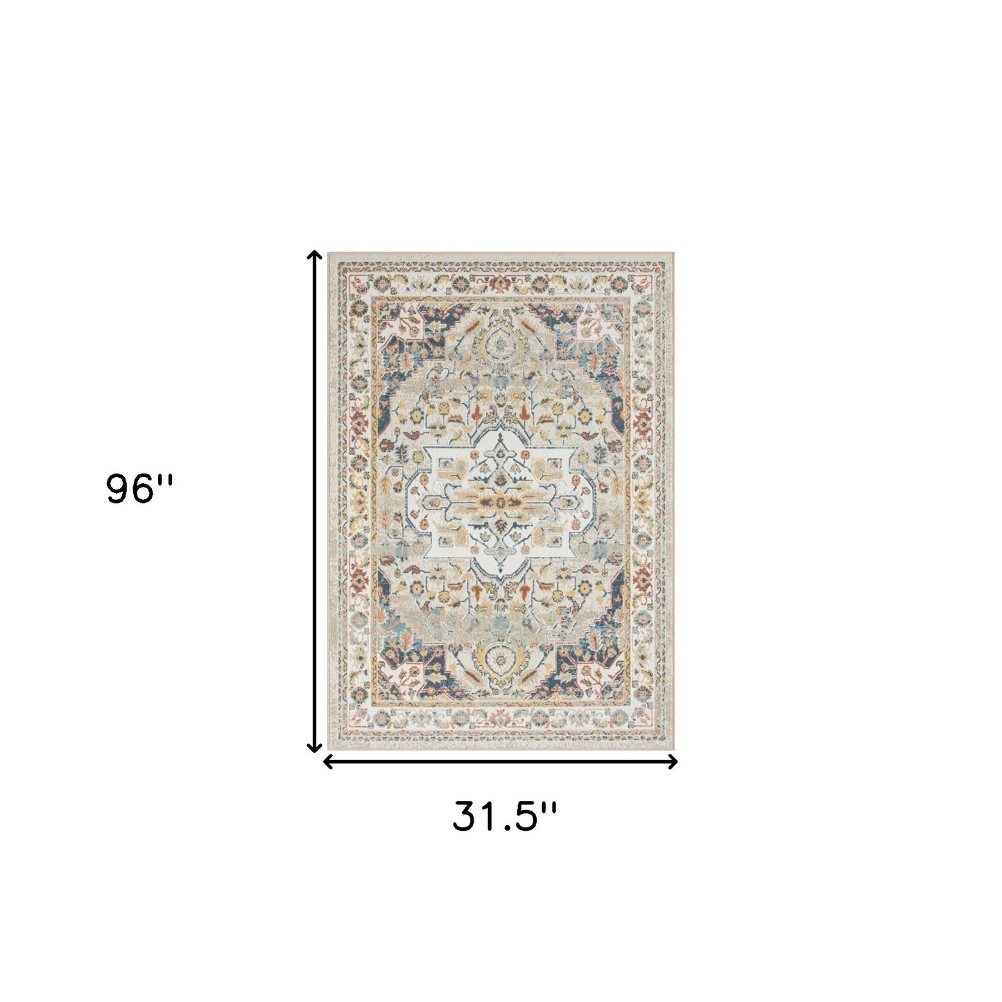 5' X 7' Ivory Abstract Area Rug