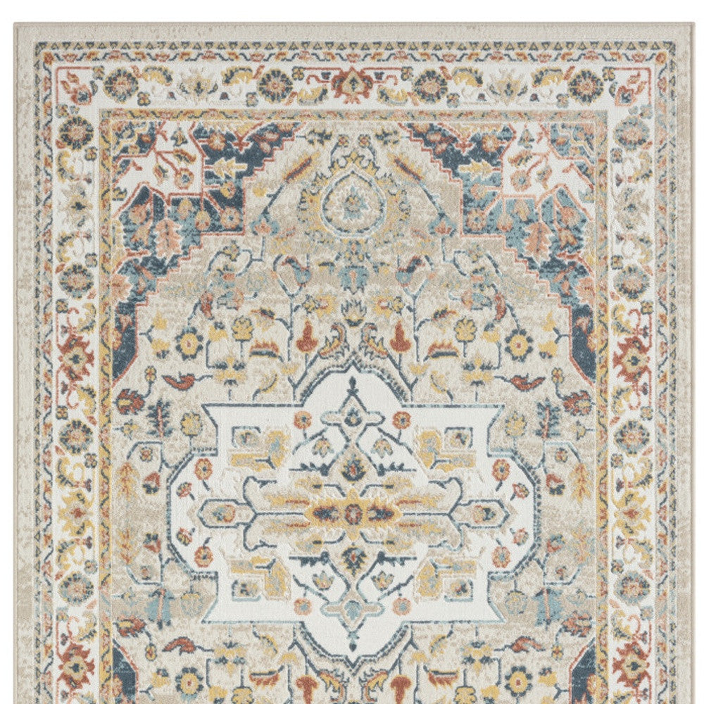 5' X 7' Ivory Abstract Area Rug