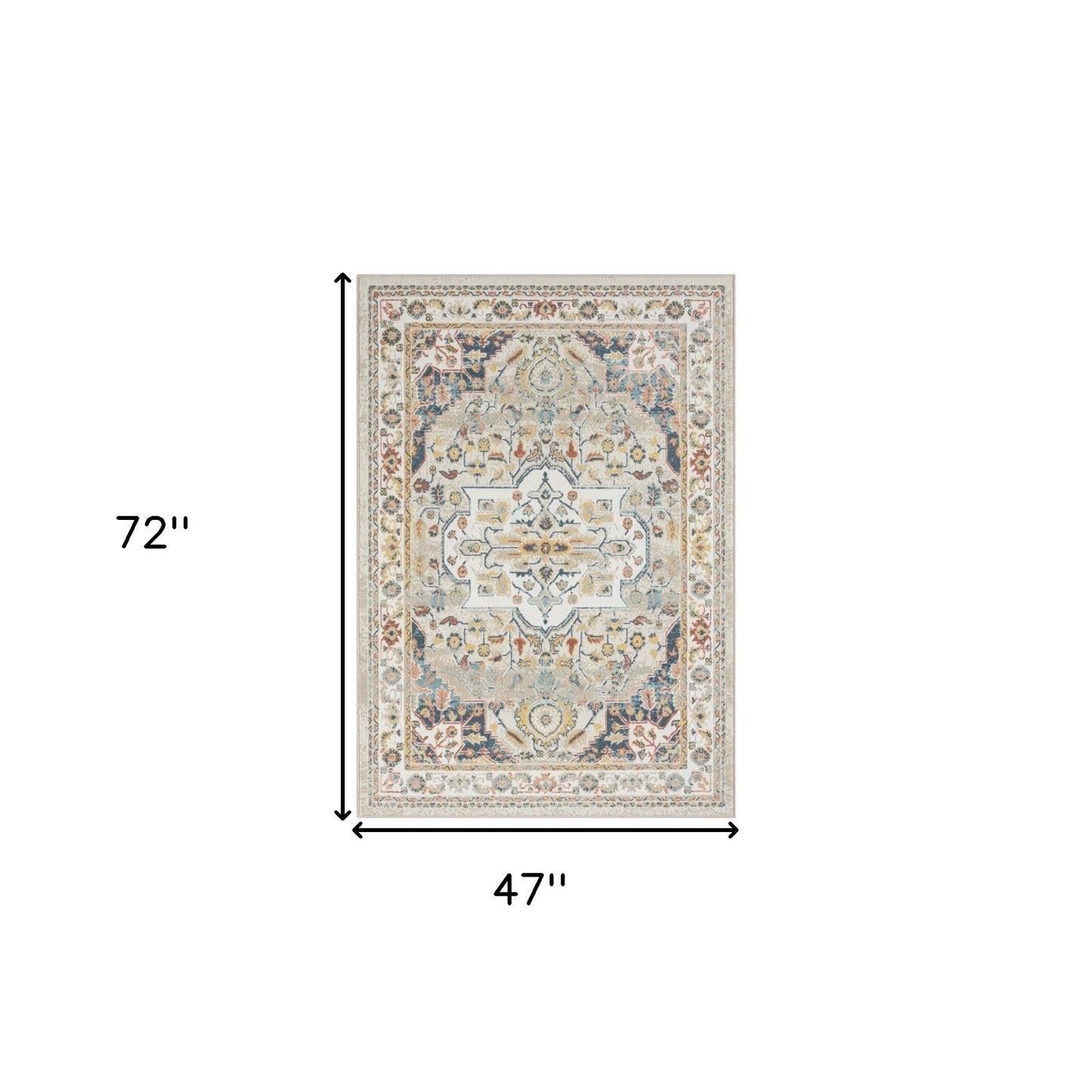 5' X 7' Ivory Abstract Area Rug