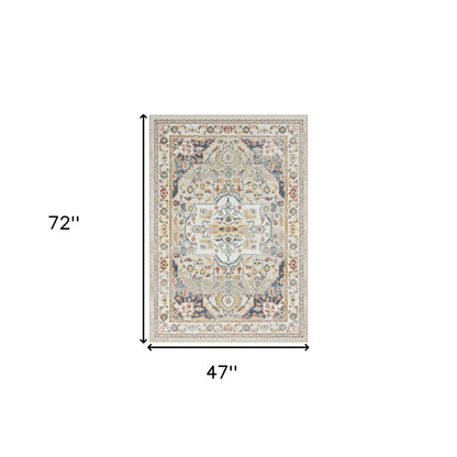 5' X 7' Ivory Abstract Area Rug